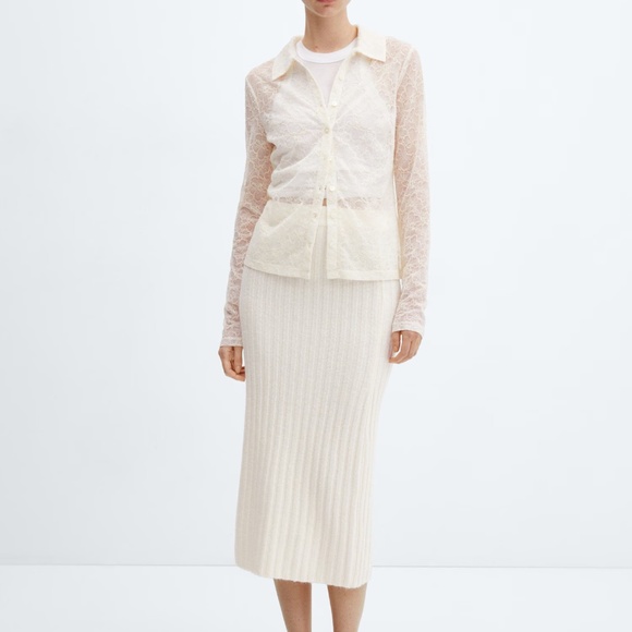 Mango Semi-Transparent Lace Shirt - Picture 3 of 6